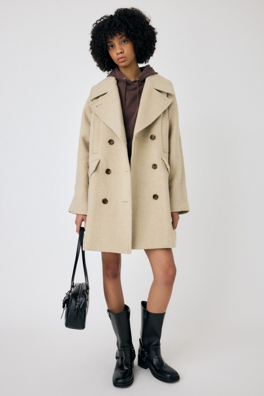 MOUSSY「DOUBLE BREASTED ミドルコート」|その他|L/BEG1