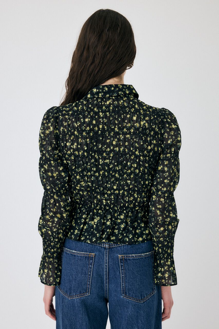 MOUSSY「SHIRRING FLORAL フィットシャツ」|シャツ・ブラウス|