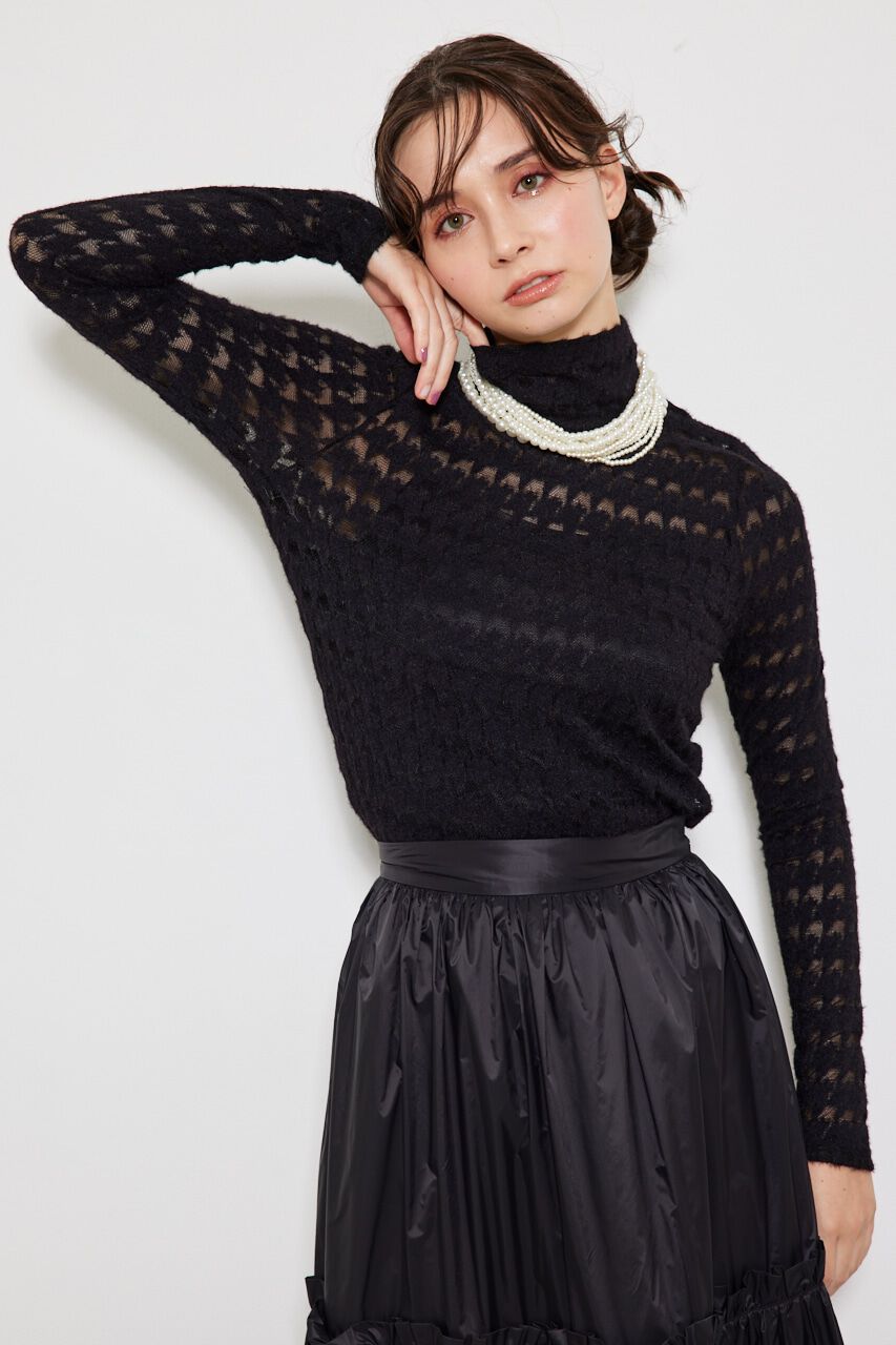 rienda「千鳥デザインカットTOP」|Tシャツ・カットソー|BLK