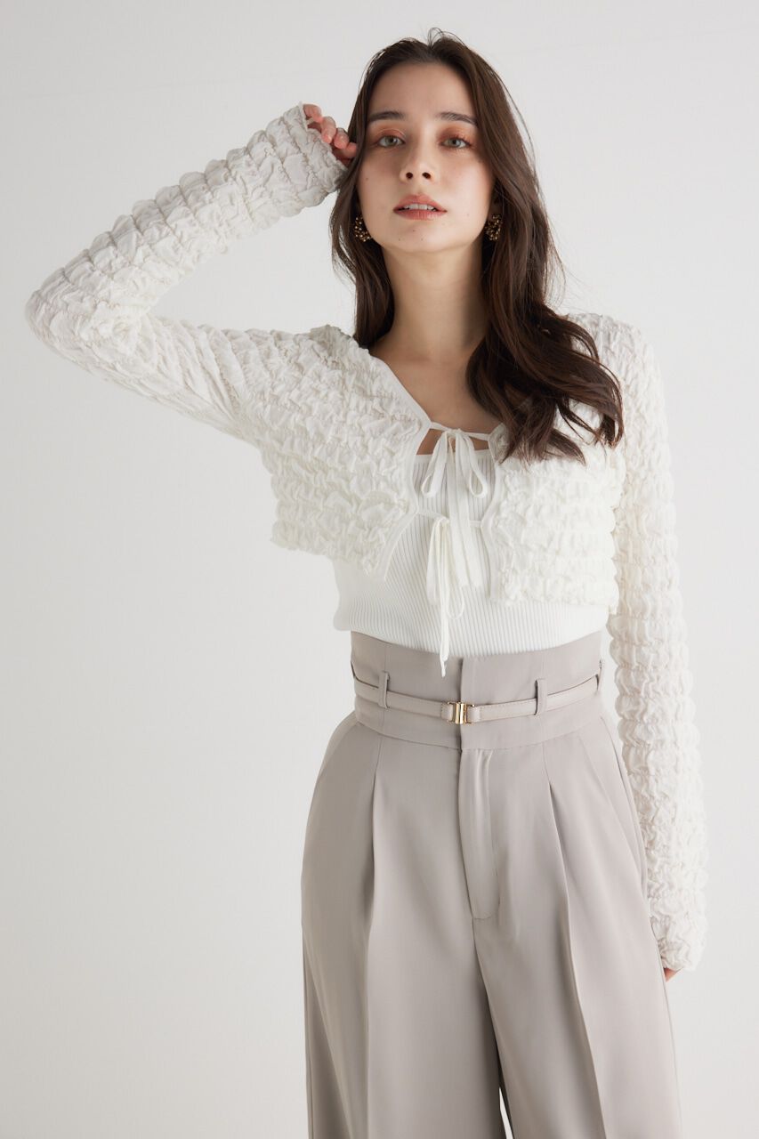 rienda「シャーリングカーデSET Knit TOP」|ニット・セーター|