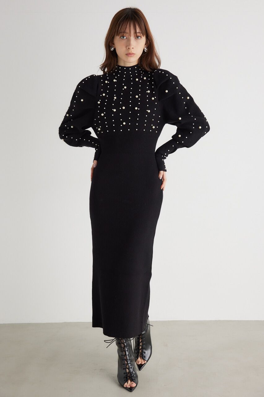 rienda「メニーフェイクパールタイトKnit OP」|ワンピース|