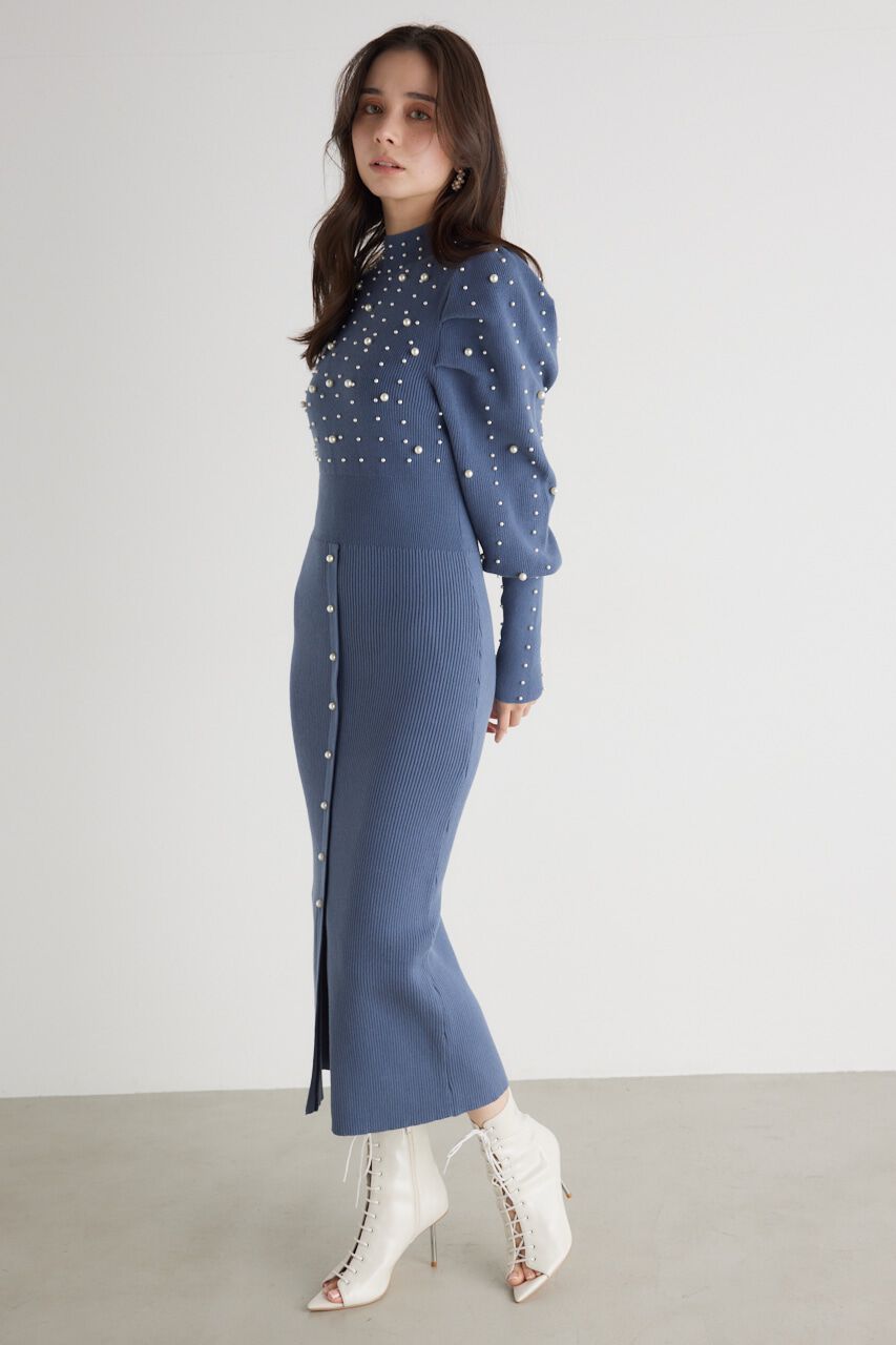 rienda「メニーフェイクパールタイトKnit OP」|ワンピース|