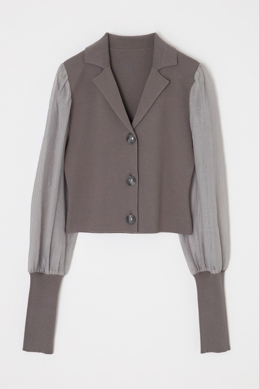 rienda「シアースリーブテーラーカラーニットトップス」|ニット・セーター|