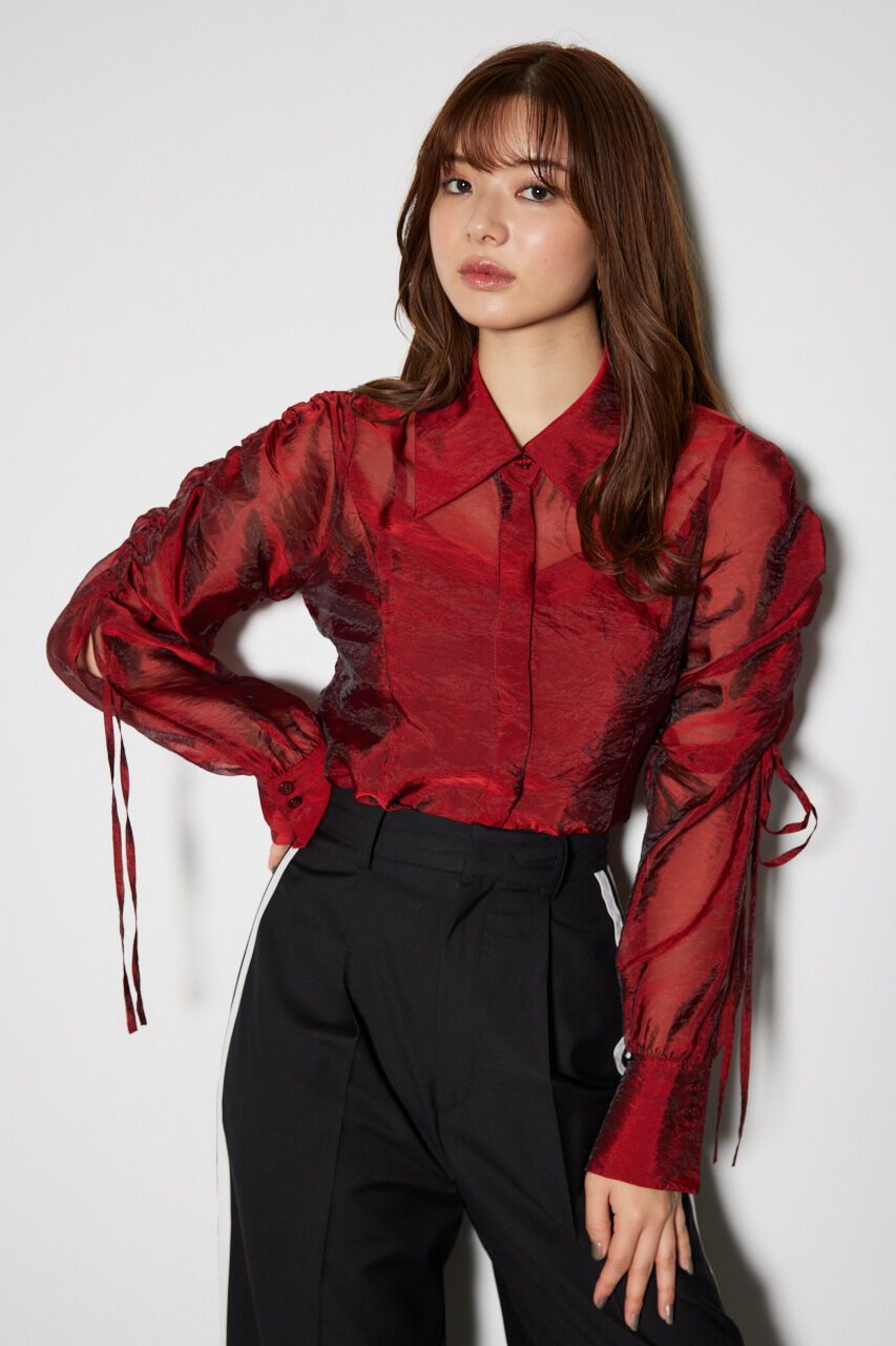 rienda「ショルダードロストリボンブラウス」|シャツ・ブラウス|