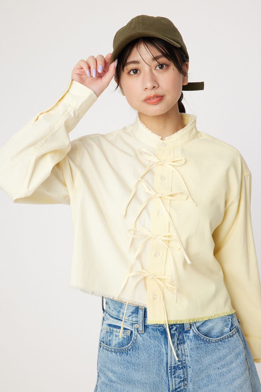 RODEO CROWNS「リボンクロップドシャツ」|シャツ・ブラウス|L/YEL1