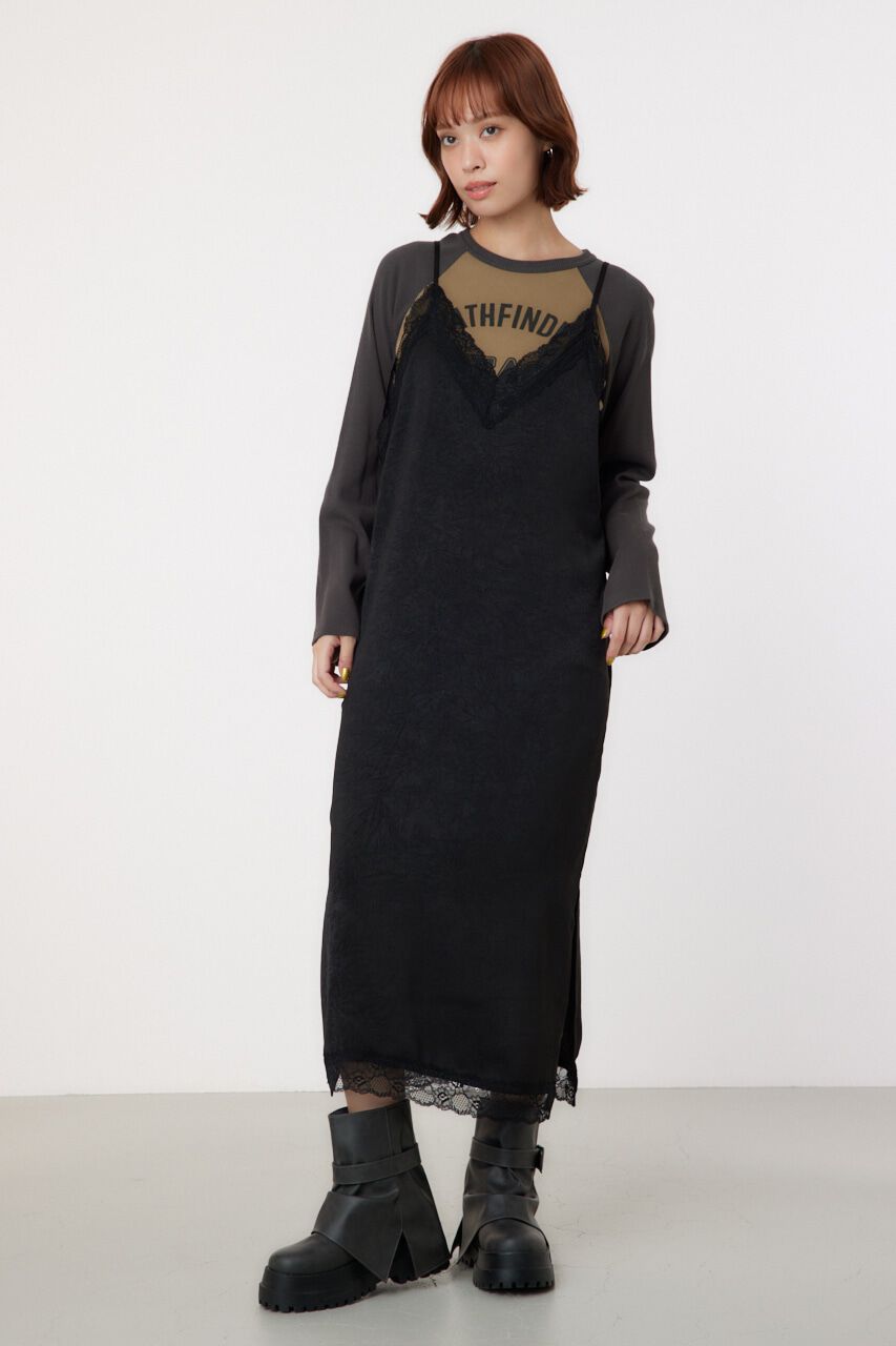 RODEO CROWNS「サテンレースキャミワンピース」|ワンピース|BLK