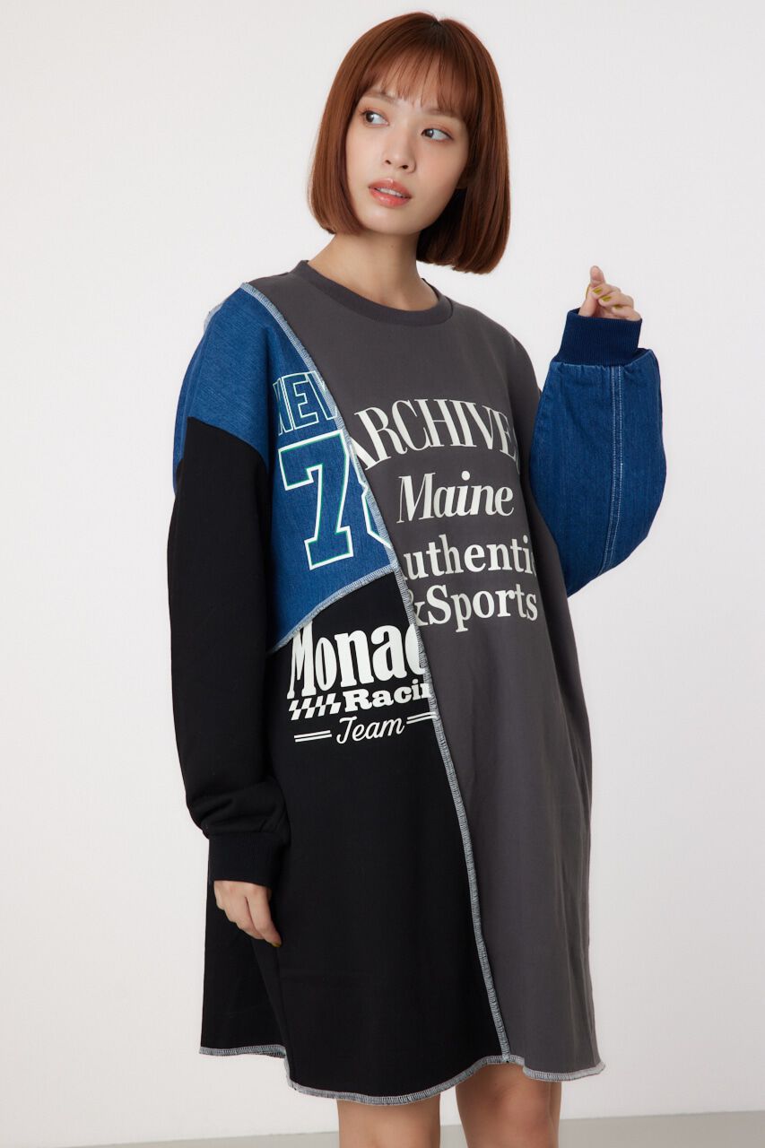 RODEO CROWNS「カスタム college スウェットワンピース」|ワンピース|柄BLK5