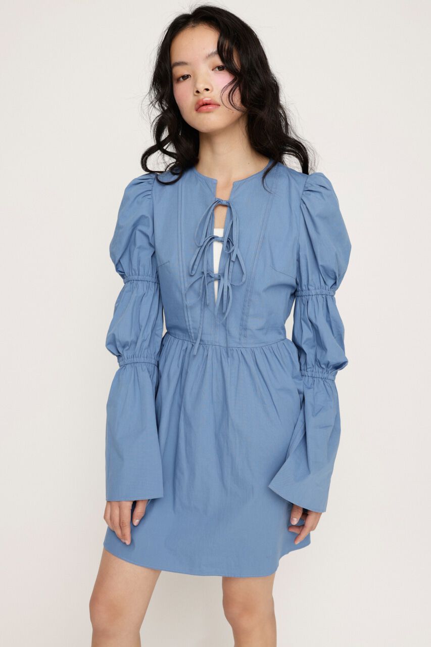 SLY「FRONT RIBBON PUFF SLEEVE ワンピース」|ワンピース|