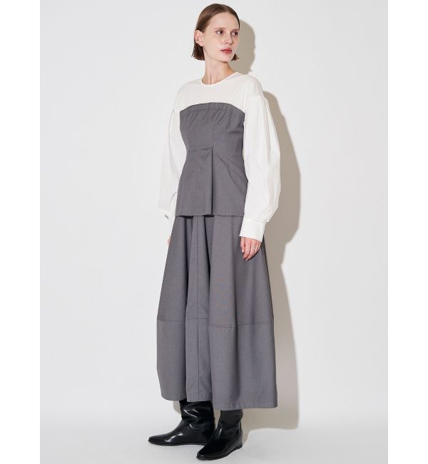 ELENDEEK「BEAR LAYERED OP」|ワンピース|グレー