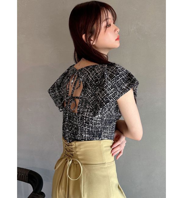 RESEXXY「タックスリーブラッフルブラウス」|シャツ・ブラウス|ブラック