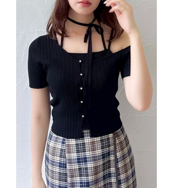 dazzlin「ワンショルレイヤードリブニット」|ニット・セーター|