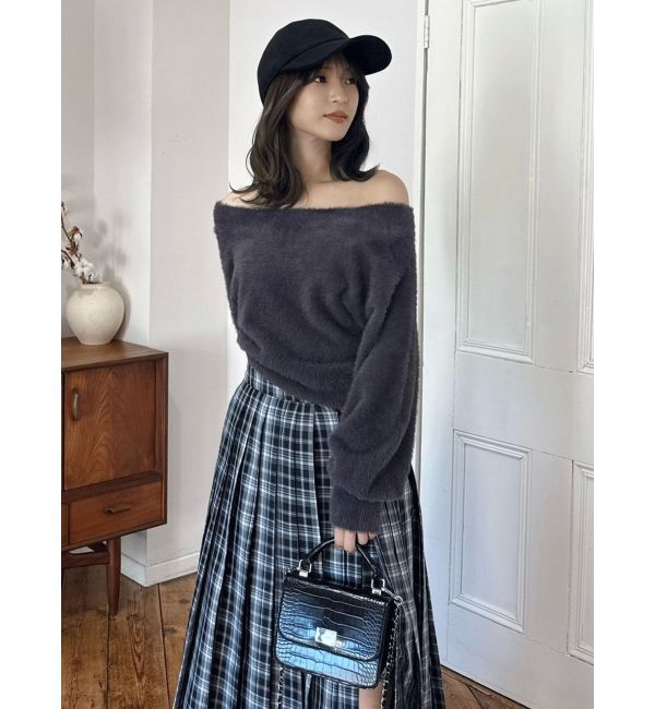 MERCURYDUO「【追加生産】ミニシャギーオフショルニット」|ニット・セーター|