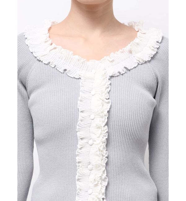 LAGUNAMOON「リブフリルカーデニットプルオーバー」|ニット・セーター|