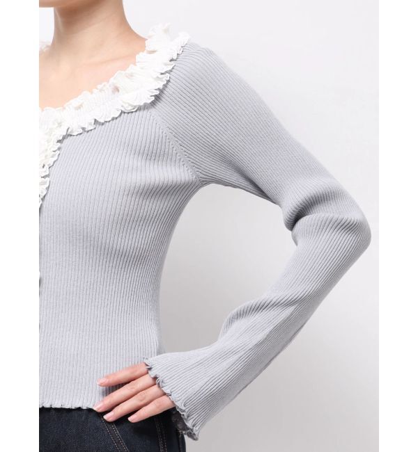 LAGUNAMOON「リブフリルカーデニットプルオーバー」|ニット・セーター|