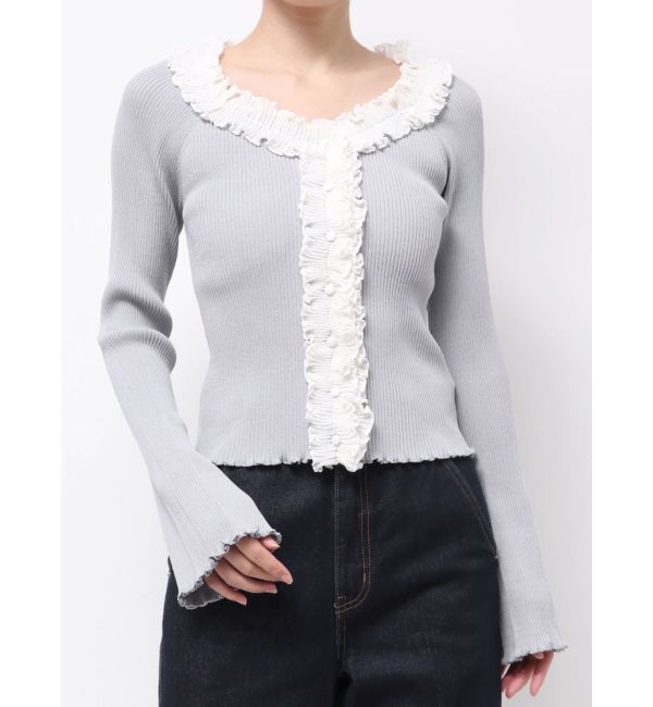 LAGUNAMOON「リブフリルカーデニットプルオーバー」|ニット・セーター|