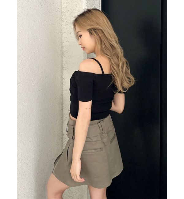 GYDA「ハーフスリーブカシュクールオフショルショートトップス」|Tシャツ・カットソー|