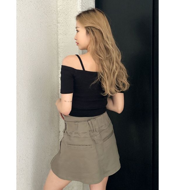 GYDA「ハーフスリーブカシュクールオフショルショートトップス」|Tシャツ・カットソー|