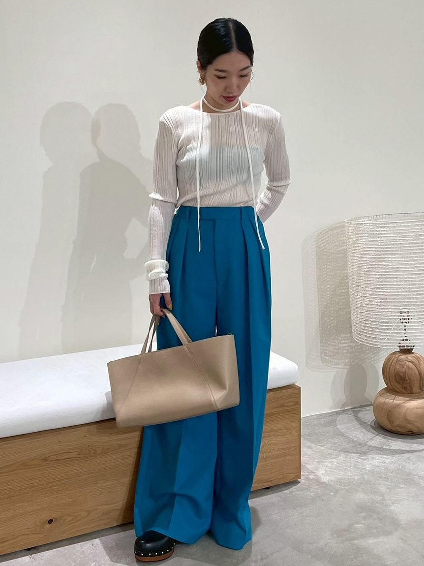 Mila Owen「ウエストベルトタックワイドパンツ」|チノ|