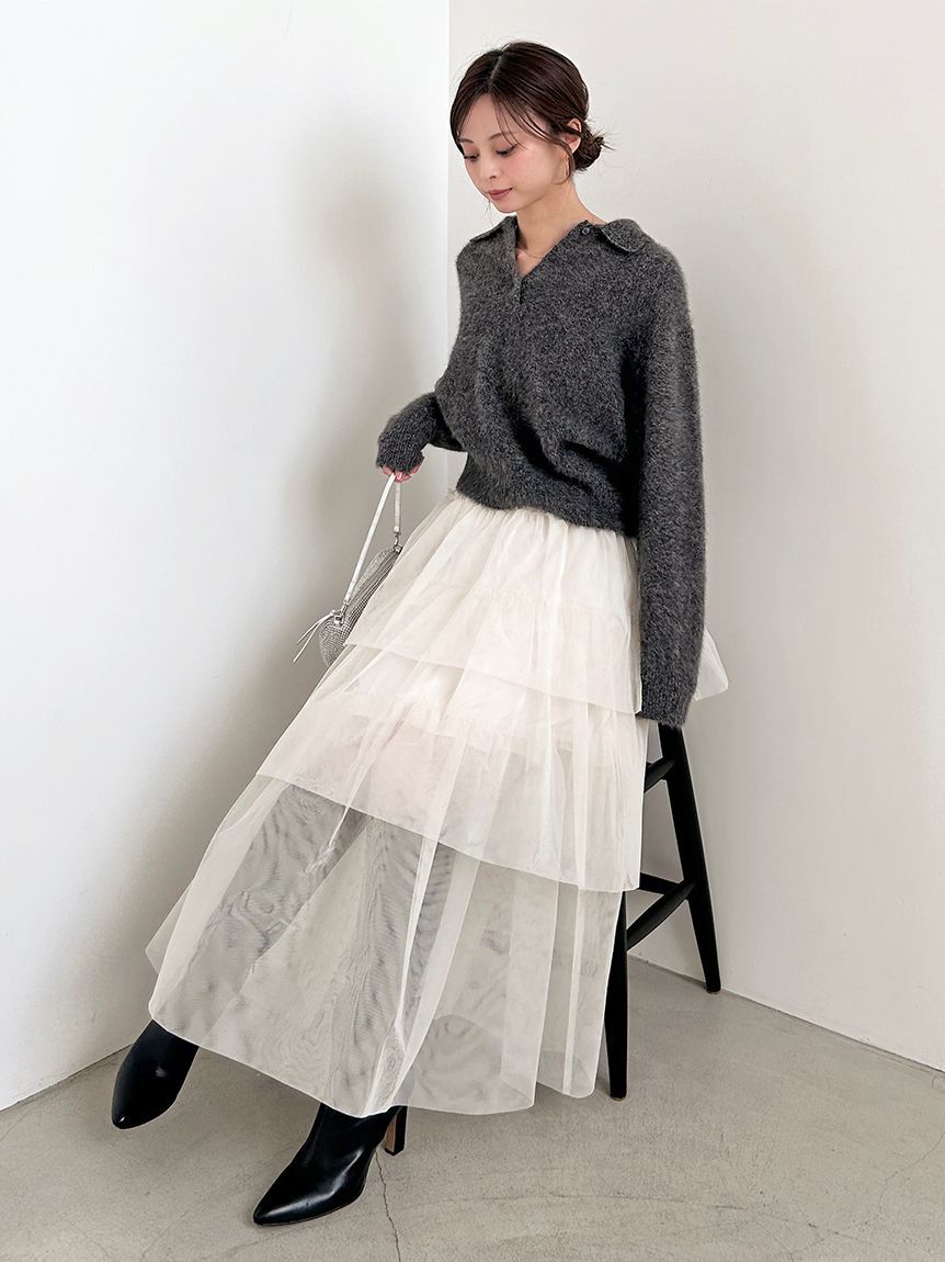 SNIDEL「【HIGH QUALITY】フォックスカシミヤニットポロ」|ニット・セーター|