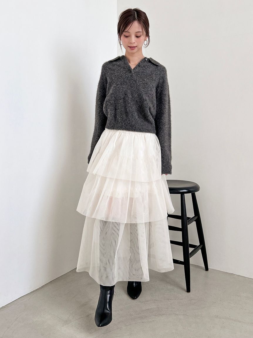 SNIDEL「【HIGH QUALITY】フォックスカシミヤニットポロ」|ニット・セーター|