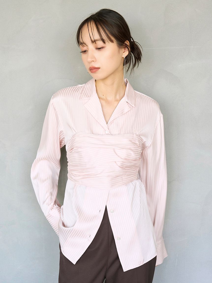 SNIDEL「サテンレイヤードストラクチャーブラウス」|シャツ・ブラウス|