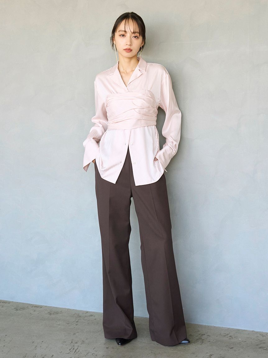 SNIDEL「サテンレイヤードストラクチャーブラウス」|シャツ・ブラウス|