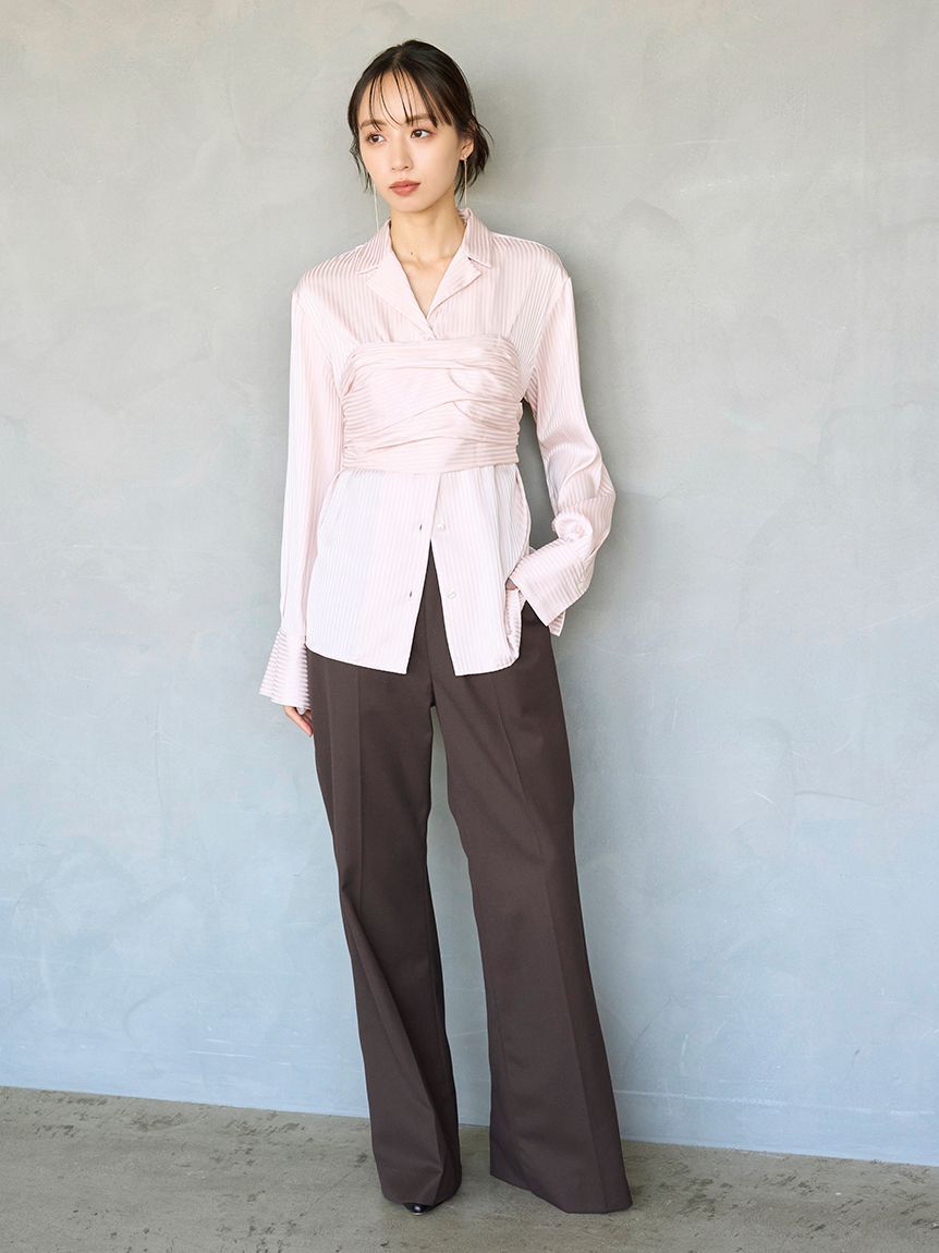 SNIDEL「サテンレイヤードストラクチャーブラウス」|シャツ・ブラウス|