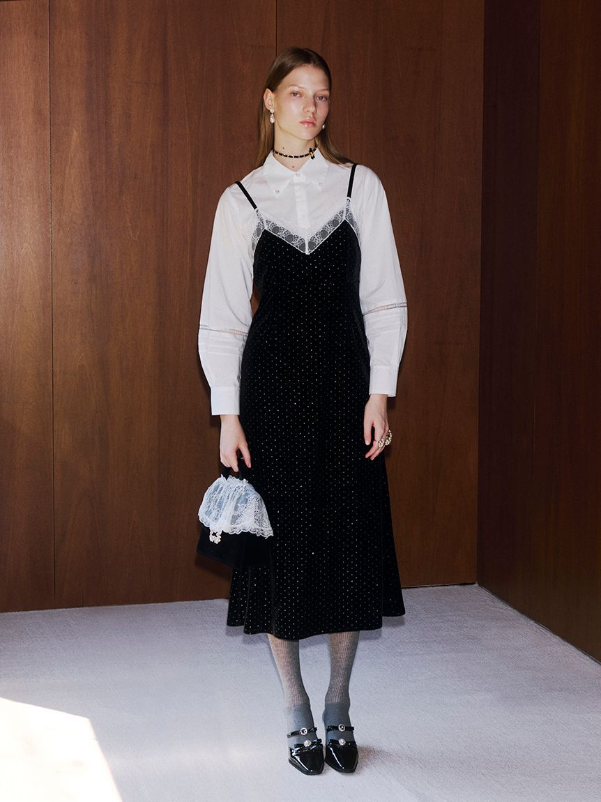 LILY BROWN「[L.B CANDY STOCK]ビジューリボンストラップミュール(Hearts2Hearts着用)」|パンプス|