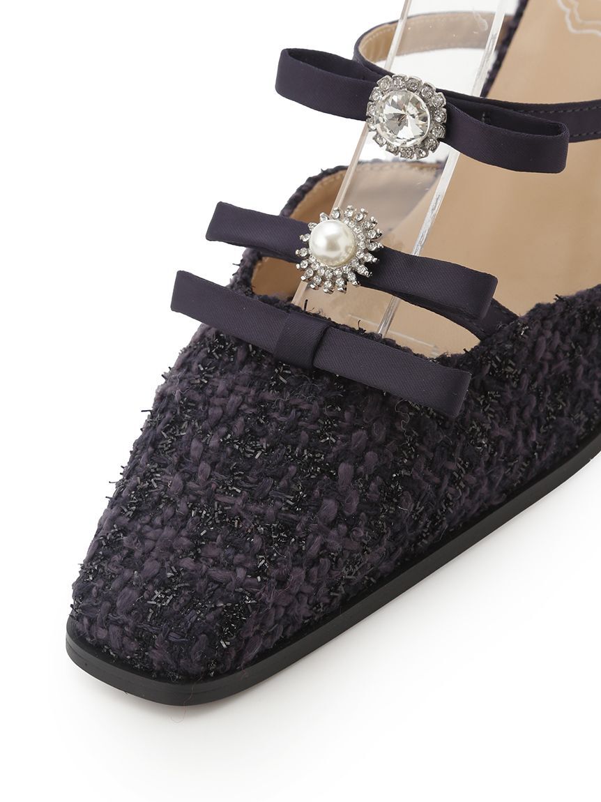 LILY BROWN「[L.B CANDY STOCK]ビジューリボンストラップミュール(Hearts2Hearts着用)」|パンプス|