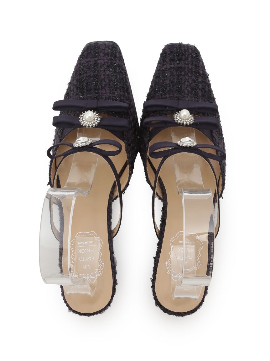 LILY BROWN「[L.B CANDY STOCK]ビジューリボンストラップミュール(Hearts2Hearts着用)」|パンプス|