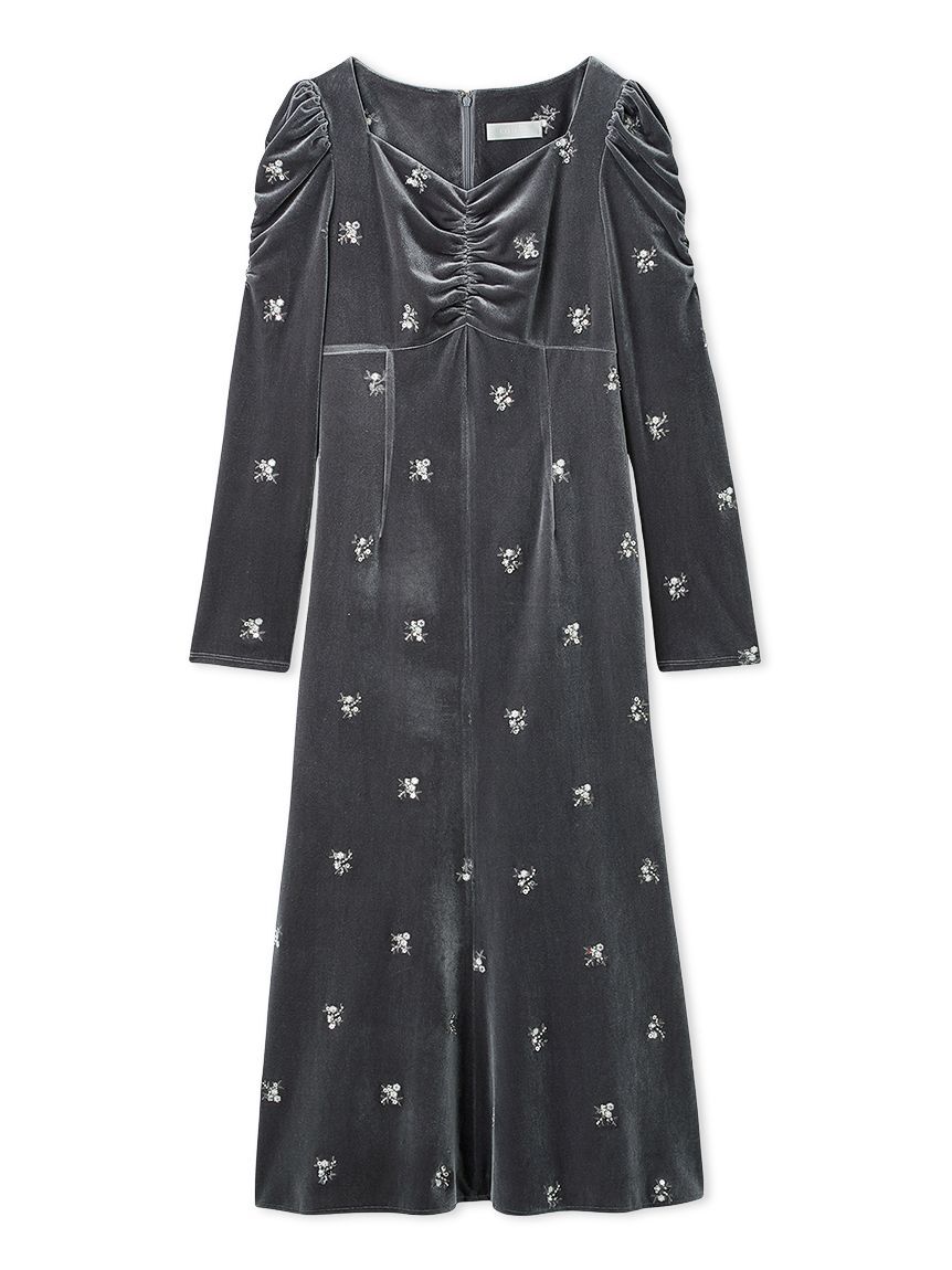 【新品】CELFORD 花柄刺繍ベロアワンピース BLK 36サイズ 花柄刺繍ベロアワンピース(デイリーワンピース)｜DRESS（ドレス