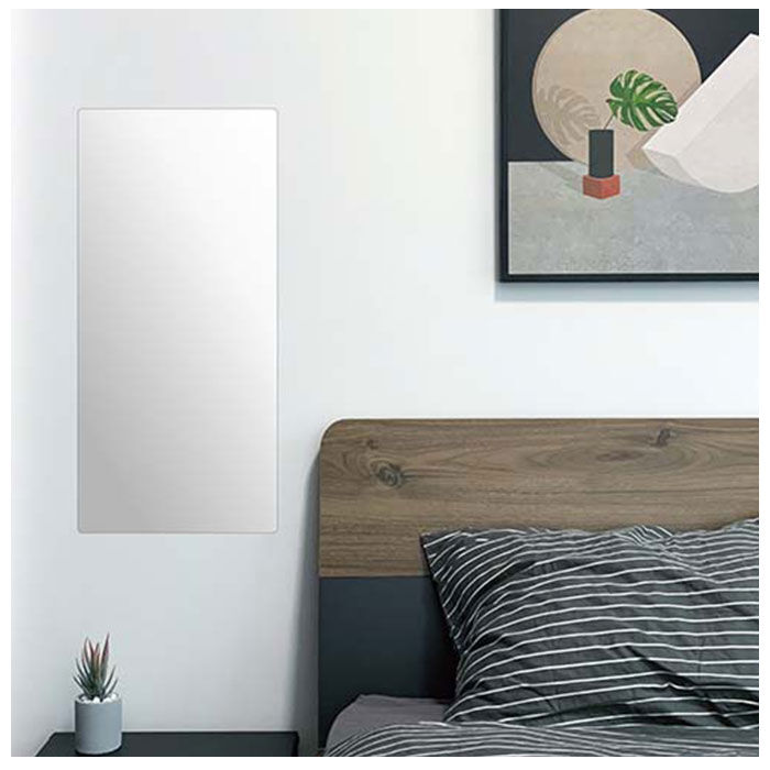 BACKYARD FAMILY「壁掛け ミラー 通販 全身 小さめ 鏡 上半身 かがみ ロング ピタッとミラー 粘着シール」|ミラー|