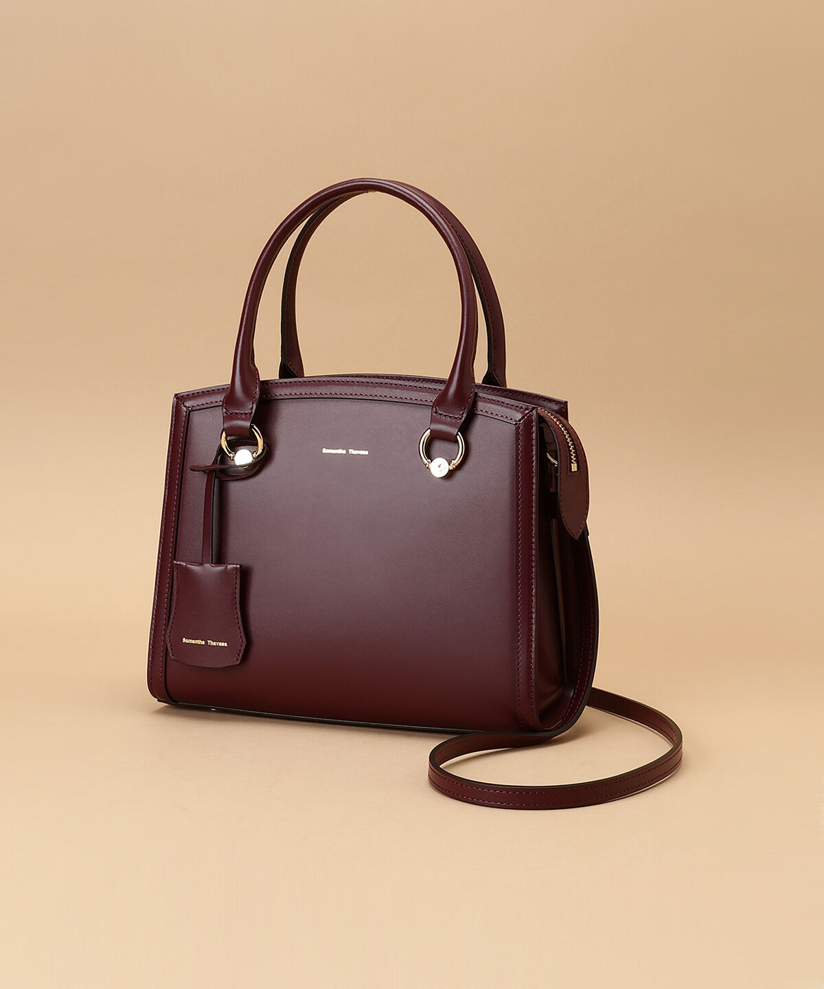 Samantha Thavasa「サークル金具デザイン レザースクエアバッグ 大サイズ」|ハンドバッグ|