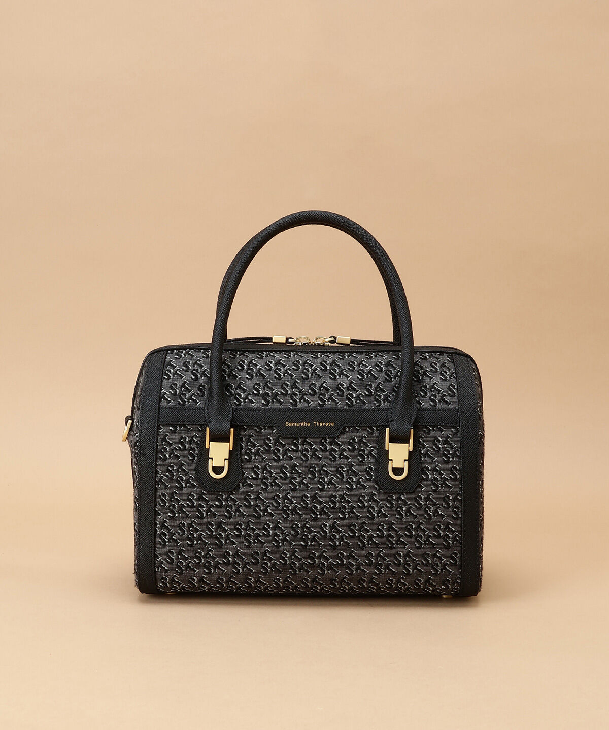 Samantha Thavasa「ST Jacquard シルエット ボストンバッグ」|ボストンバッグ|ブラック