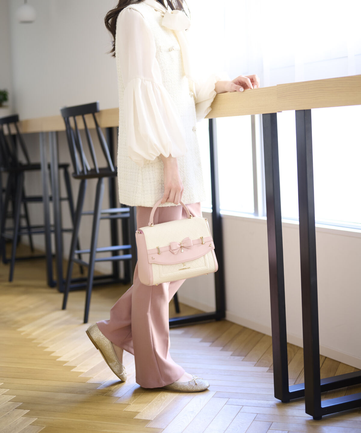 Samantha Vega「キルティングアクセントリボンショルダーバッグ」|ショルダー・メッセンジャー|ピンク