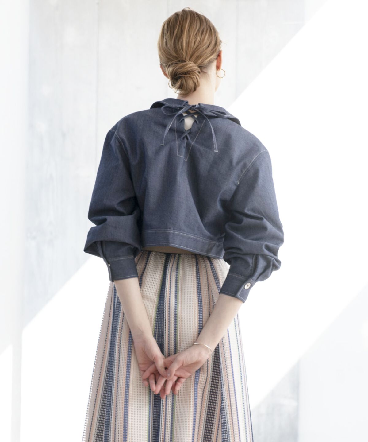 アンドクチュール「ビジュー付きデニムジャケット」|デニムジャケット|