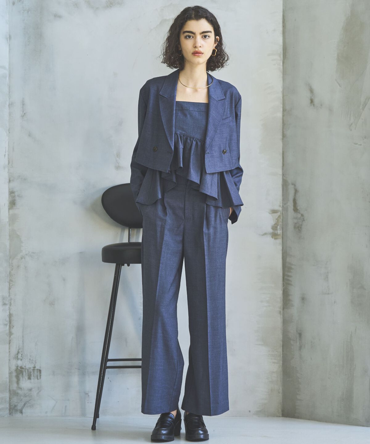 アンドクチュール「シャンブレーハイウエストワイドパンツ」|その他|