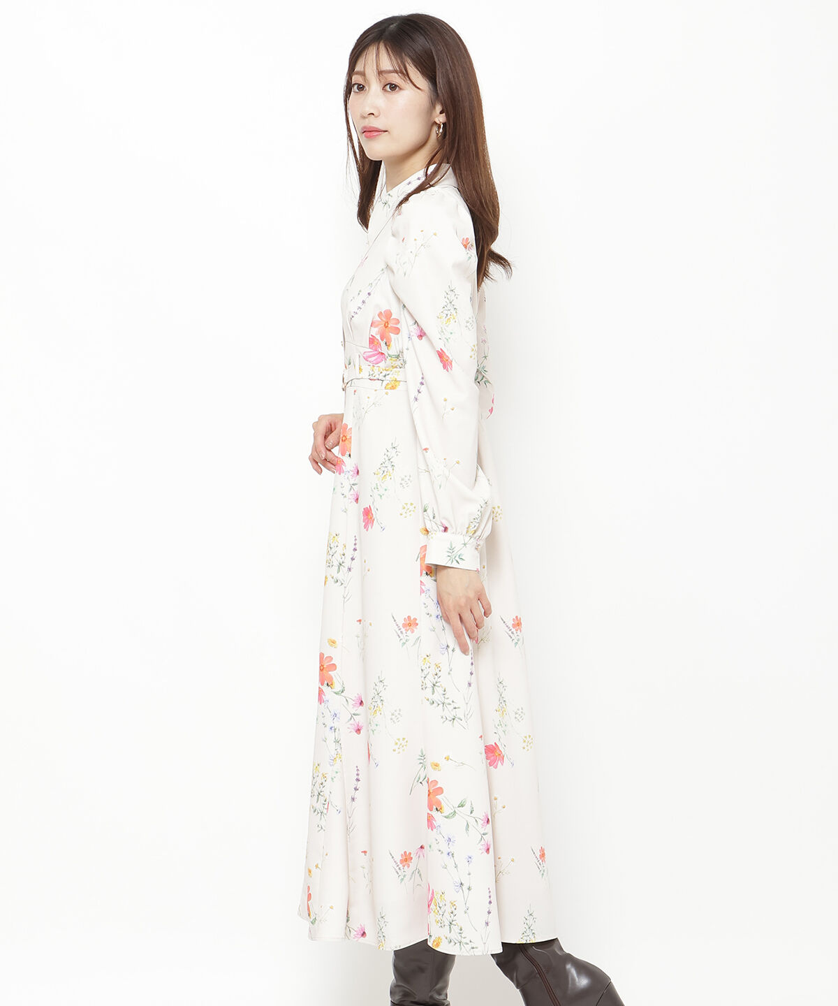 アンドクチュール「コスモスガーデンプリントシャツワンピース」|ワンピース|