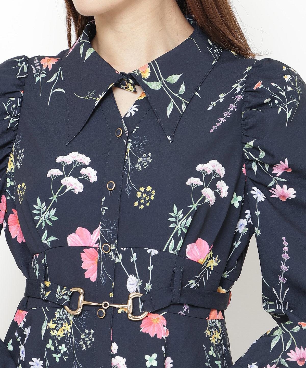 アンドクチュール「コスモスガーデンプリントシャツワンピース」|ワンピース|