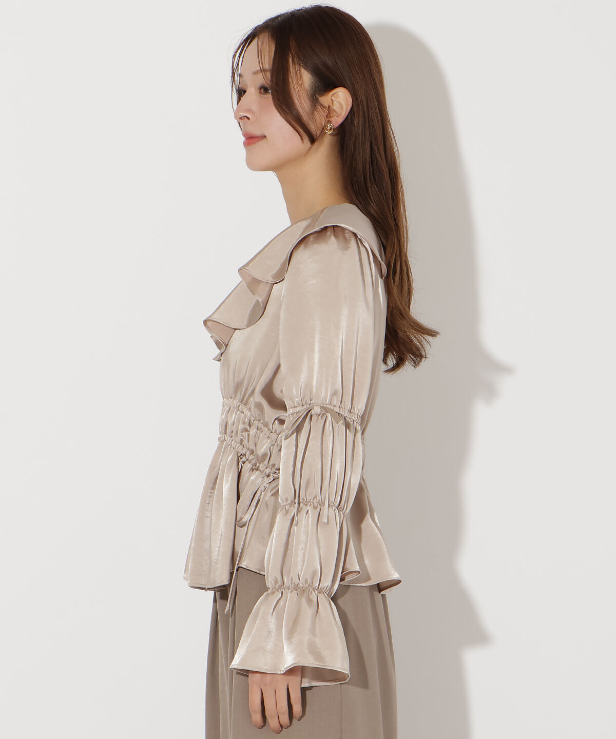 アンドクチュール「ウエストシャーリングブラウス」|シャツ・ブラウス|