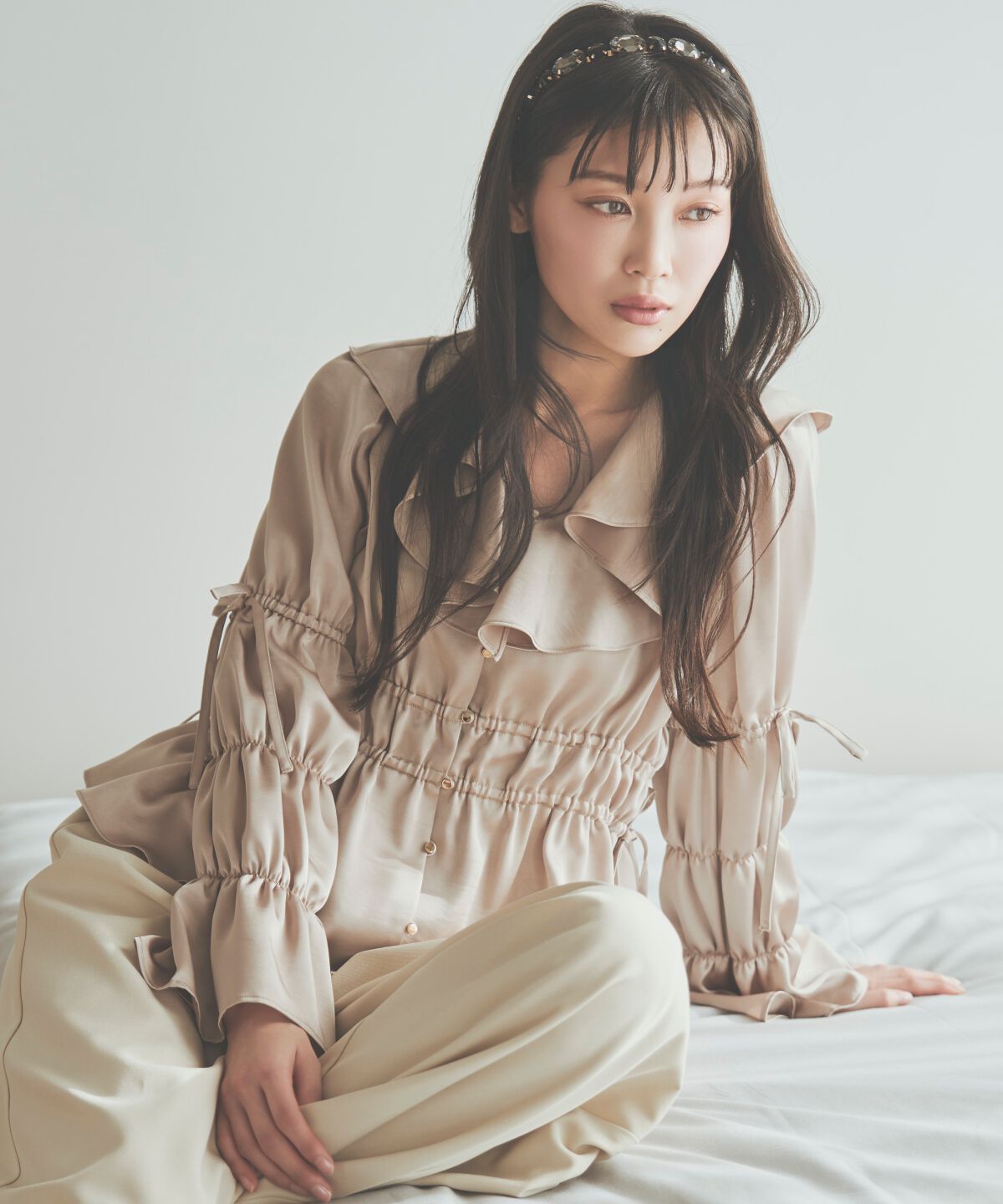 アンドクチュール「ウエストシャーリングブラウス」|シャツ・ブラウス|