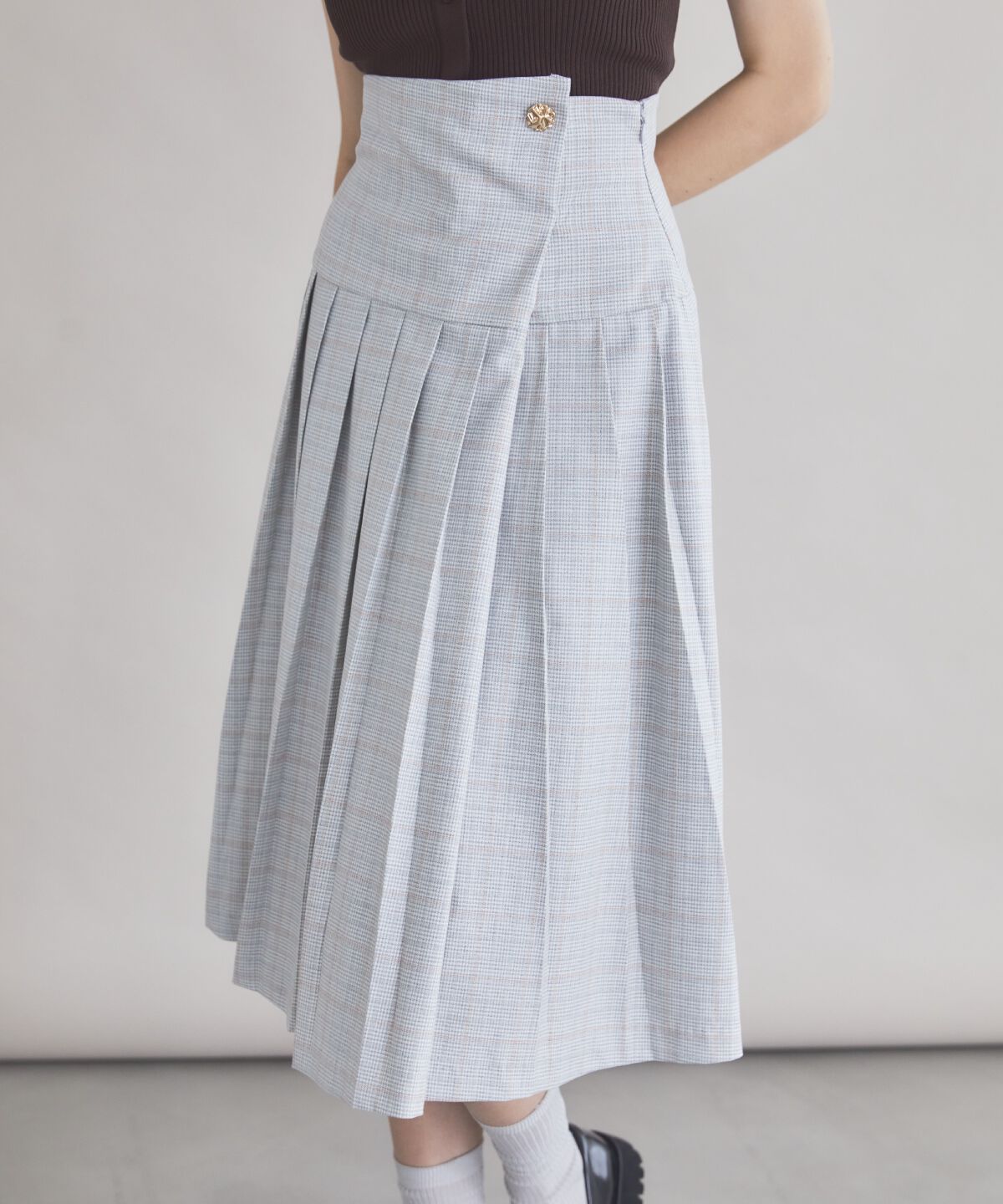 REDYAZEL「ロースイッチングプリーツスカート」|フレア|ｸﾞﾚｰ系ﾁｪｯｸ