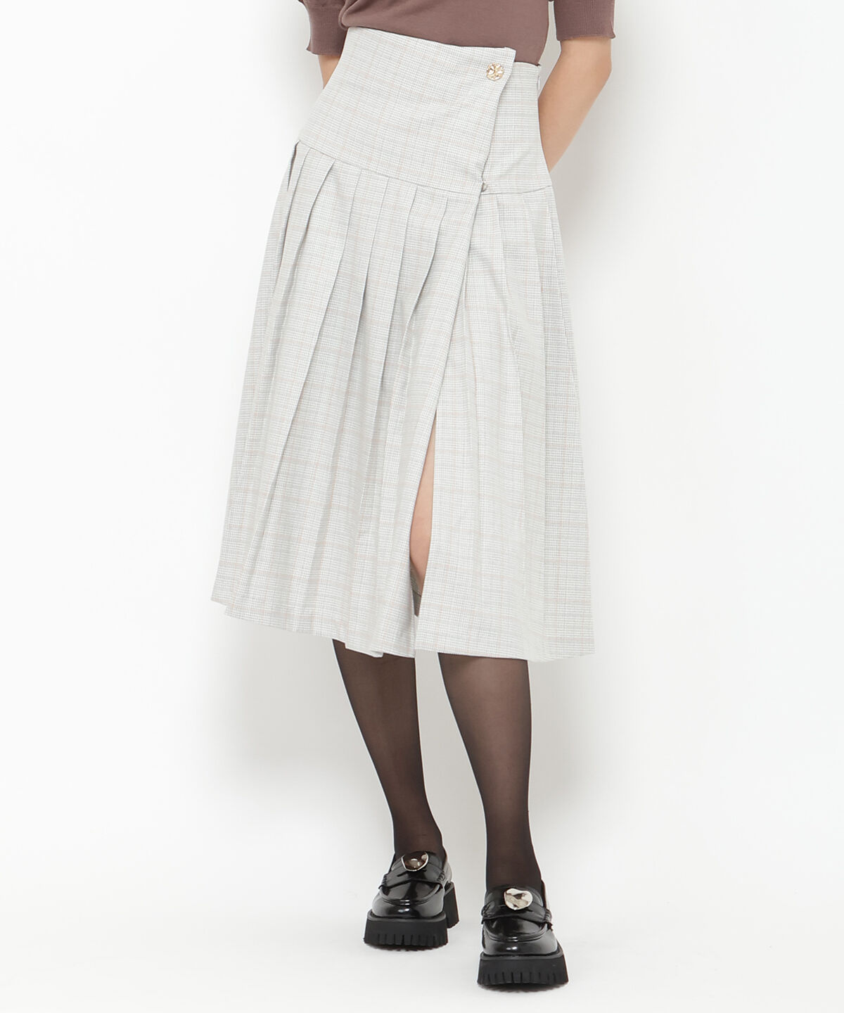 REDYAZEL「ロースイッチングプリーツスカート」|フレア|