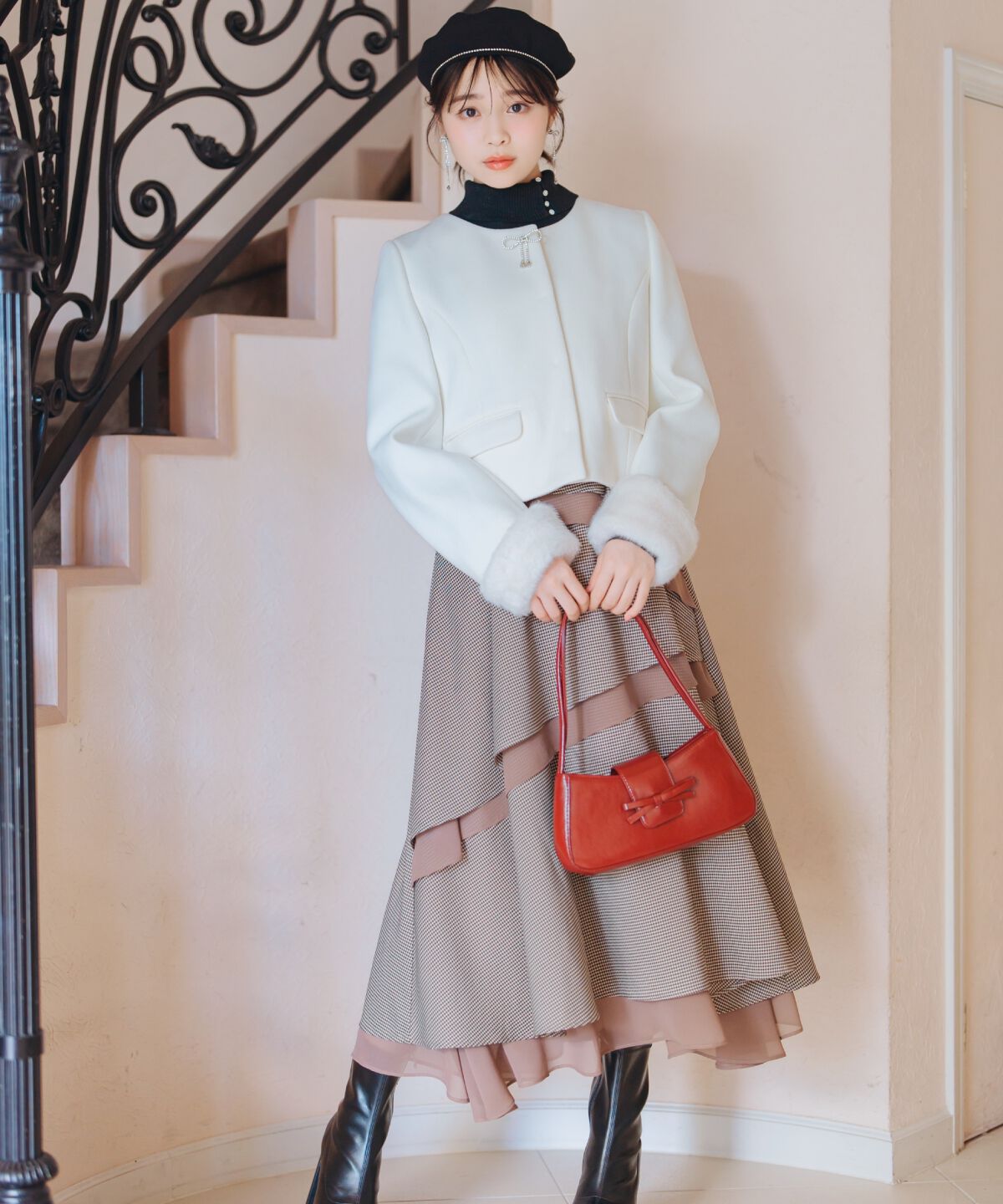 WILLSELECTION「ビジューリボンノーカラーコート」|ノーカラーコート|