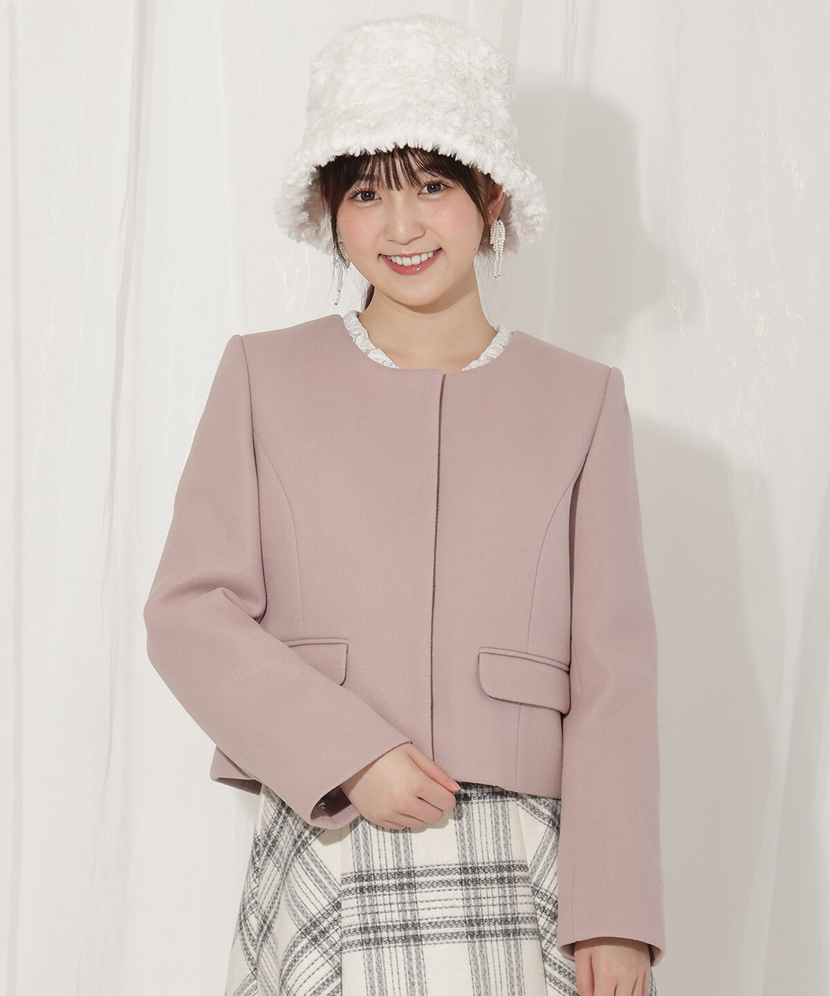 WILLSELECTION「ビジューリボンノーカラーコート」|ノーカラーコート|