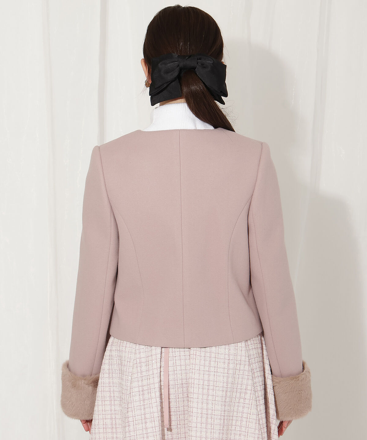 WILLSELECTION「ビジューリボンノーカラーコート」|ノーカラーコート|