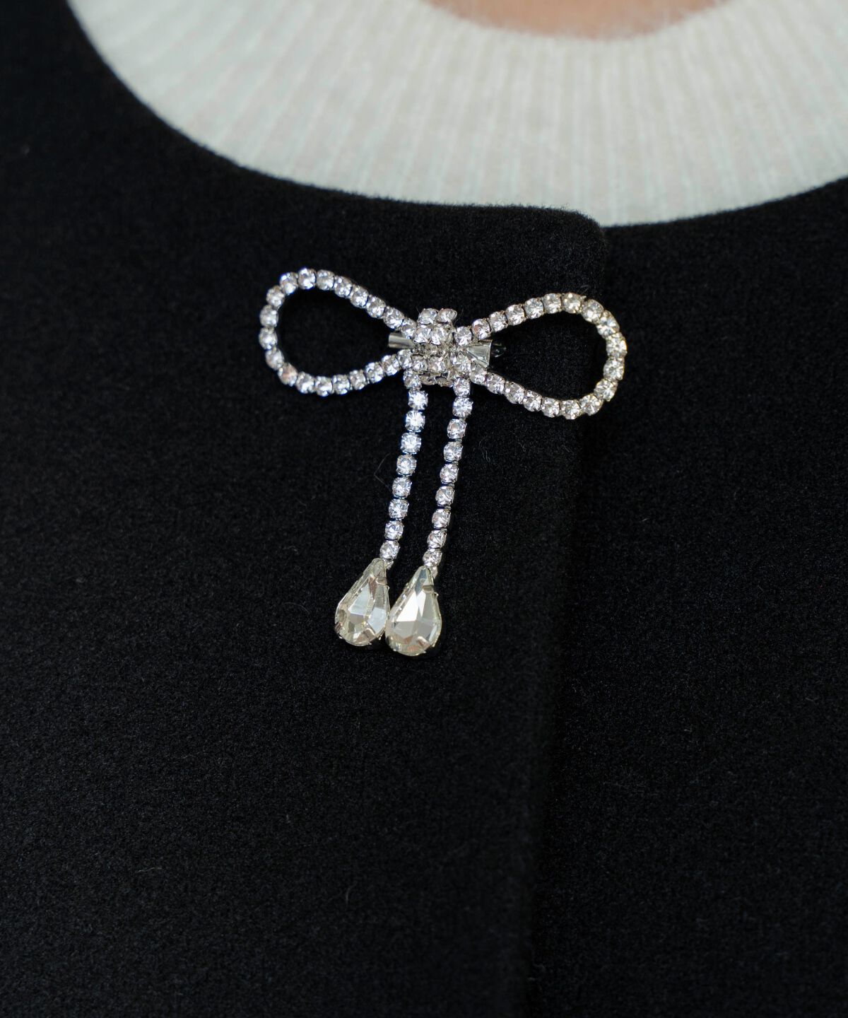 WILLSELECTION「ビジューリボンノーカラーコート」|ノーカラーコート|