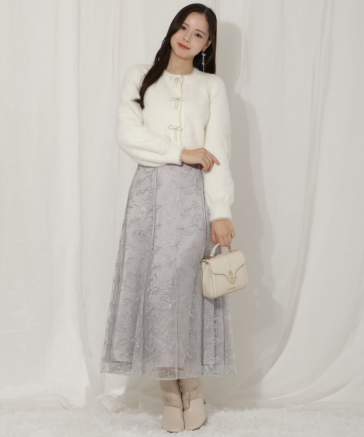 WILLSELECTION「リボンモチーフシャギーカーディガン」|カーディガン|