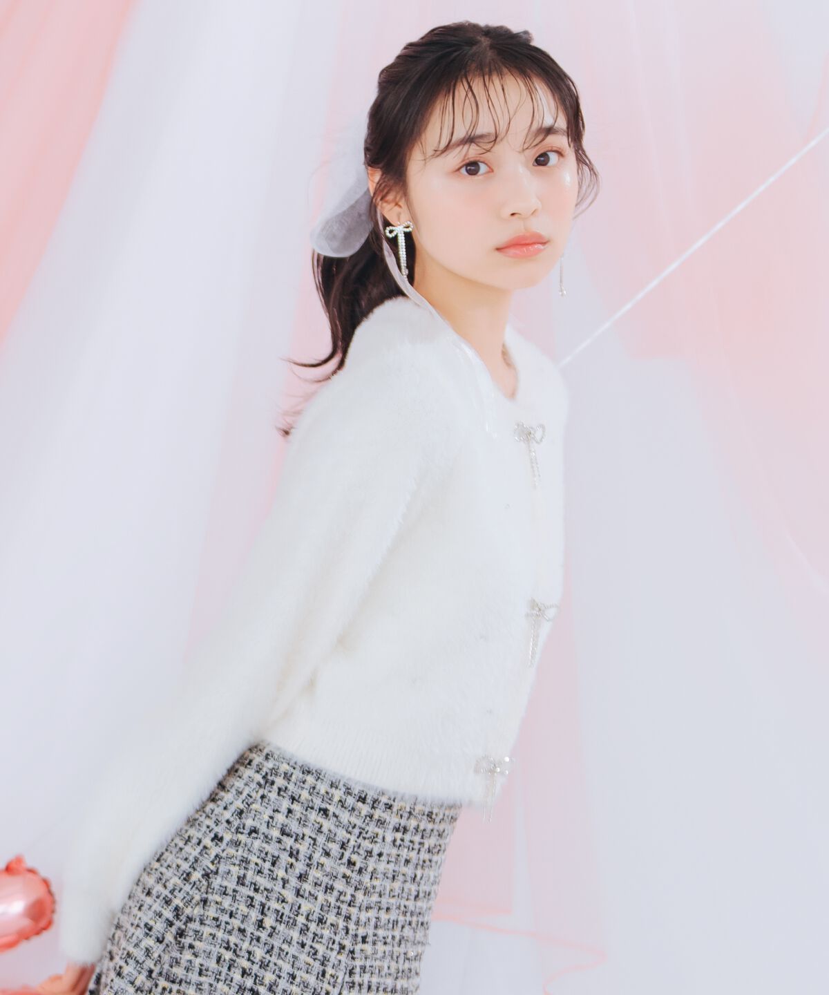 WILLSELECTION「リボンモチーフシャギーカーディガン」|カーディガン|