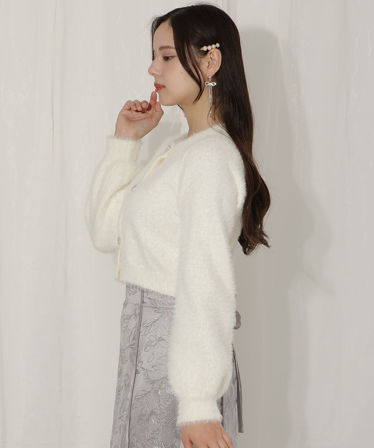 WILLSELECTION「リボンモチーフシャギーカーディガン」|カーディガン|